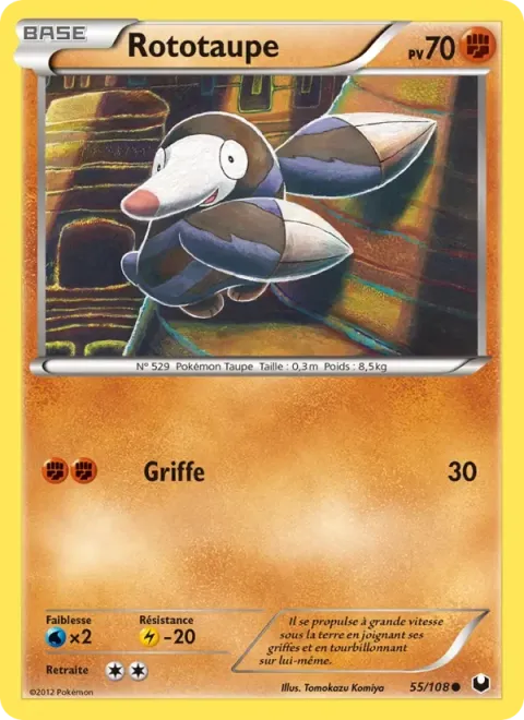 Carte Pokémon Rototaupe 055/108, extension Explorateurs Obscurs