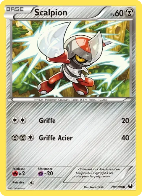 Carte Pokémon Scalpion 078/108, extension Explorateurs Obscurs