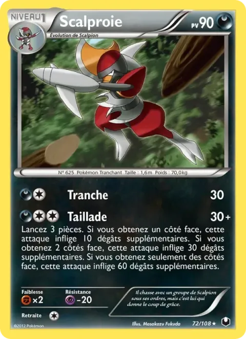 Carte Pokémon Scalproie 072/108, extension Explorateurs Obscurs