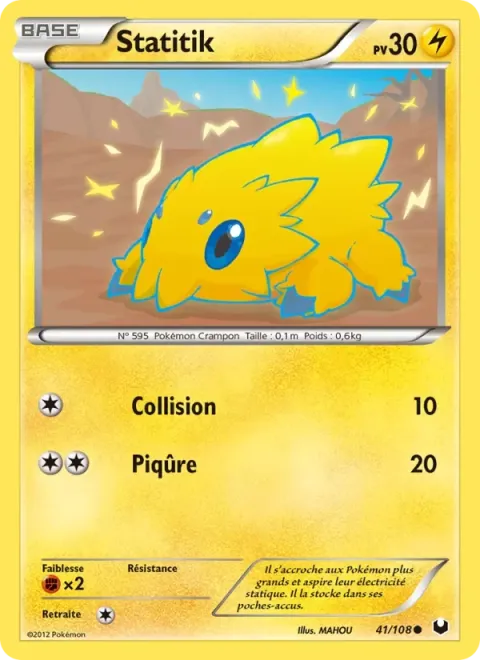 Carte Pokémon Statitik 041/108, extension Explorateurs Obscurs