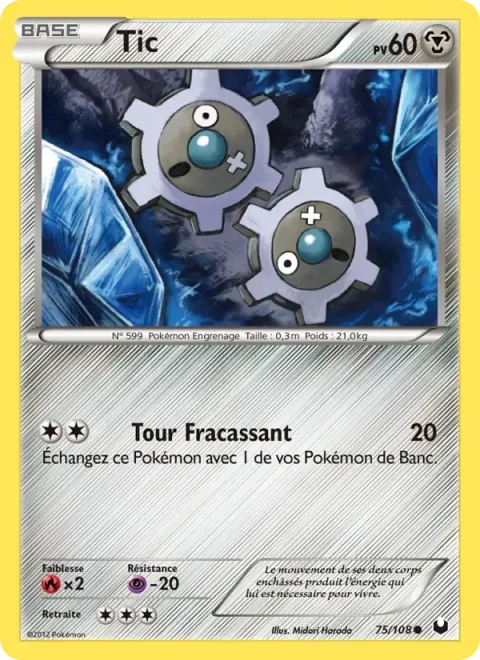 Carte Pokémon Tic 075/108, extension Explorateurs Obscurs