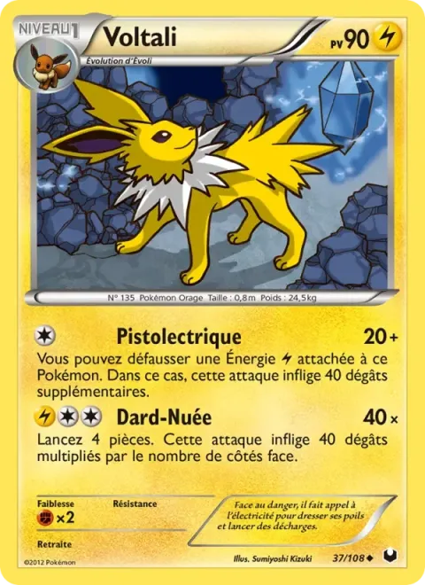 Carte Pokémon Voltali 037/108, extension Explorateurs Obscurs
