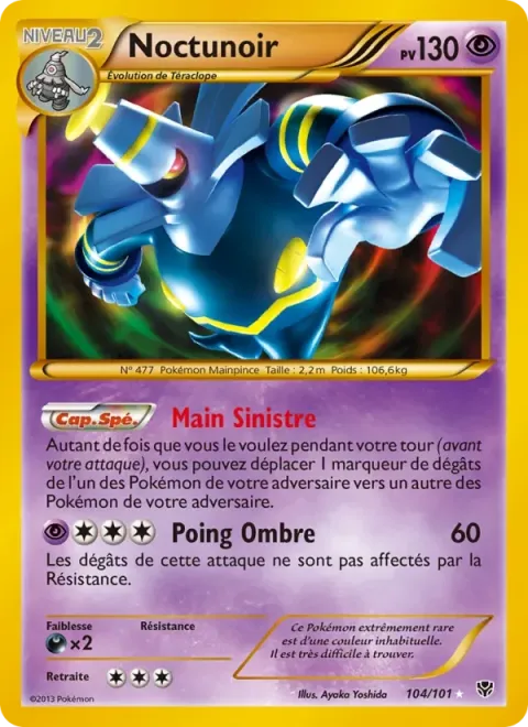 Carte Pokémon Noctunoir 104/101, extension Explosion Plasma