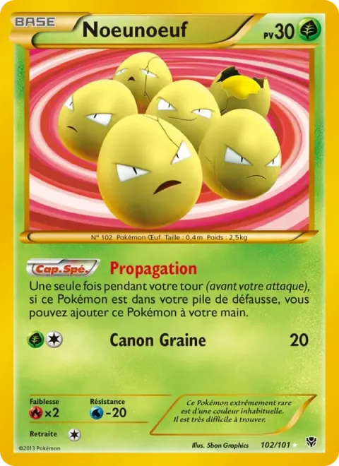 Carte Pokémon Noeunoeuf 102/101, extension Explosion Plasma