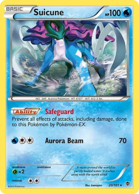 Carte Pokémon Suicune 020/101, extension Explosion Plasma