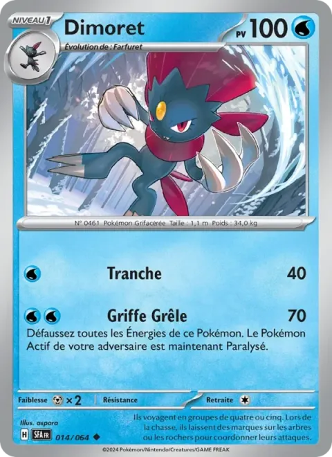 Carte Pokémon Dimoret 014/064, extension Fable Nébuleuse