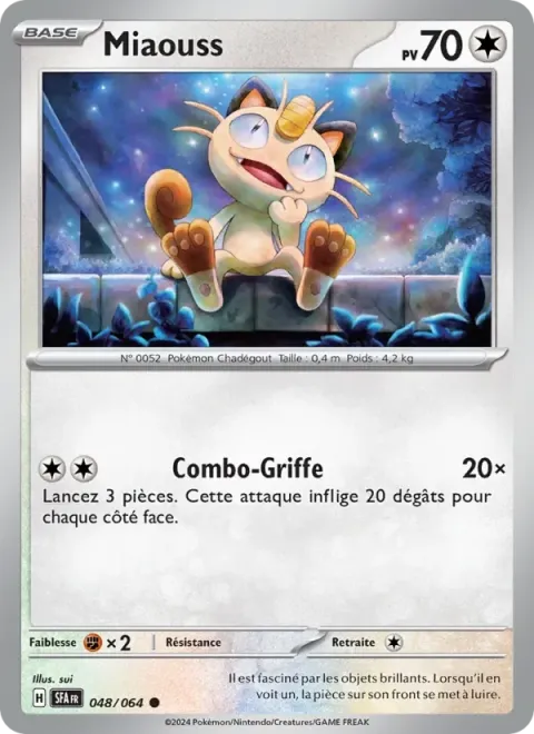 Carte Pokémon Miaouss 048/064, extension Fable Nébuleuse