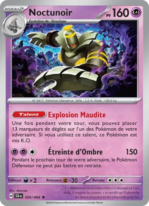 Carte Pokémon Noctunoir 020/064, extension Fable Nébuleuse