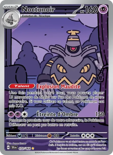 Carte Pokémon Noctunoir 070/064, extension Fable Nébuleuse
