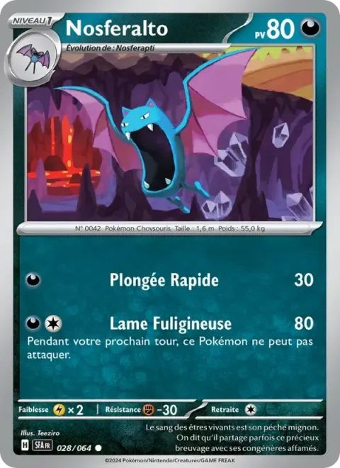 Carte Pokémon Nosferalto 028/064, extension Fable Nébuleuse