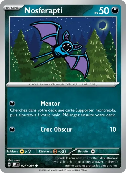 Carte Pokémon Nosferapti 027/064, extension Fable Nébuleuse