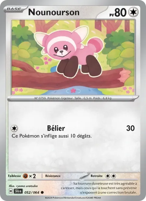 Carte Pokémon Nounourson 052/064, extension Fable Nébuleuse