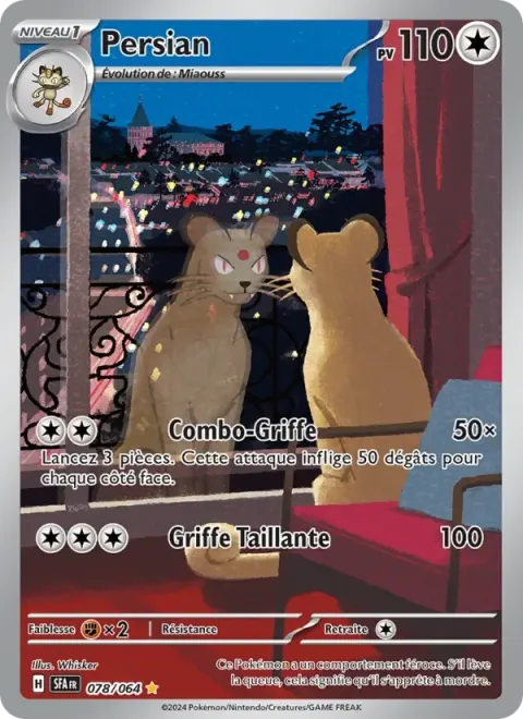 Carte Pokémon Persian 078/064, extension Fable Nébuleuse