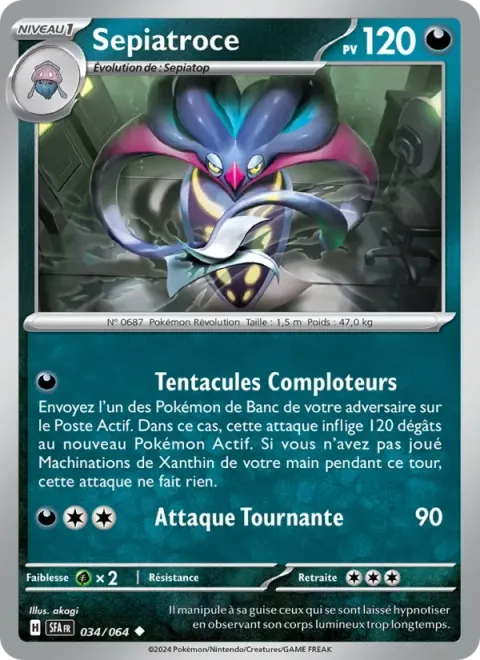 Carte Pokémon Sepiatroce 034/064, extension Fable Nébuleuse