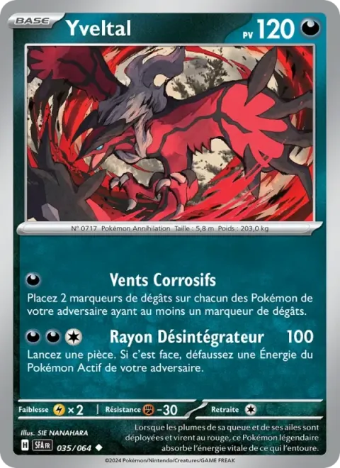Carte Pokémon Yveltal 035/064, extension Fable Nébuleuse