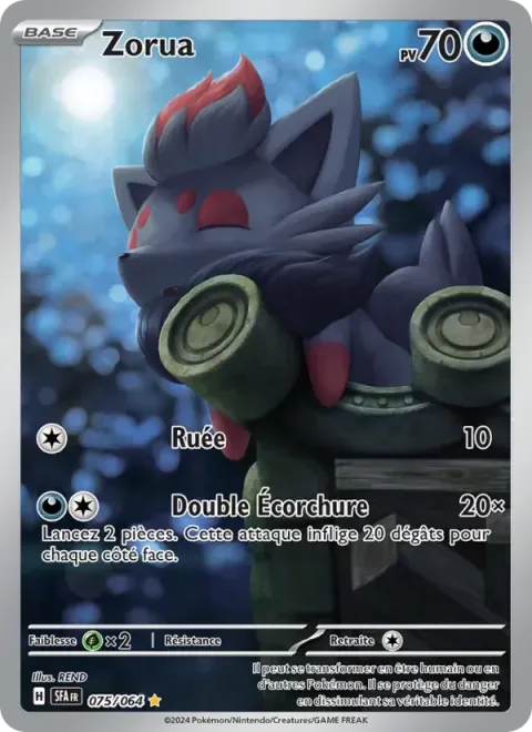 Carte Pokémon Zorua 075/064, extension Fable Nébuleuse