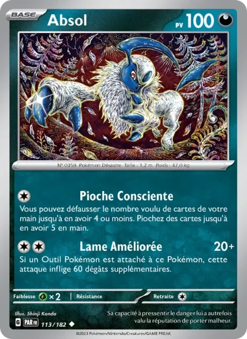 Carte Pokémon Absol 113/182, extension Faille Paradoxe