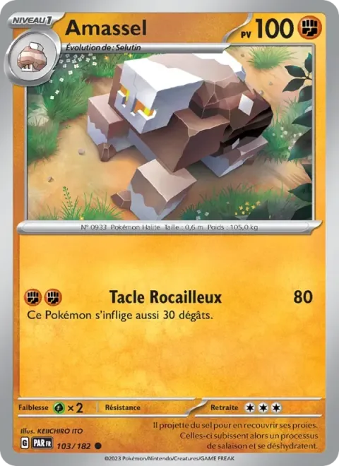 Carte Pokémon Amassel 103/182, extension Faille Paradoxe