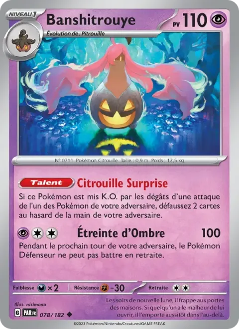 Carte Pokémon Banshitrouye 078/182, extension Faille Paradoxe