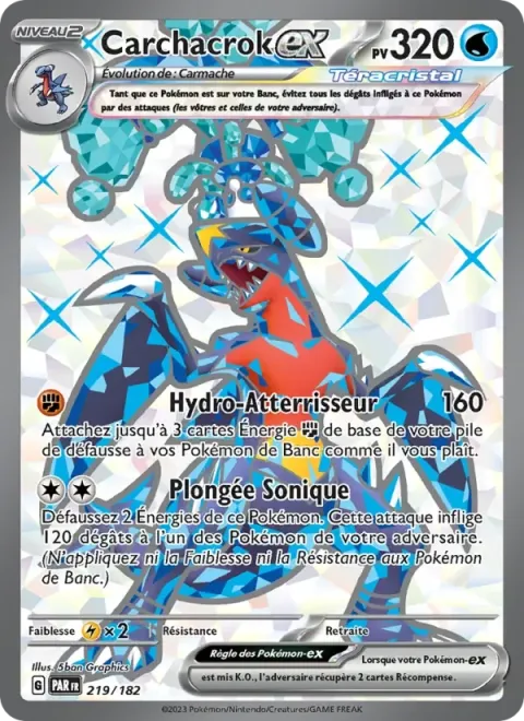 Carte Pokémon Carchacrok-ex 219/182, extension Faille Paradoxe