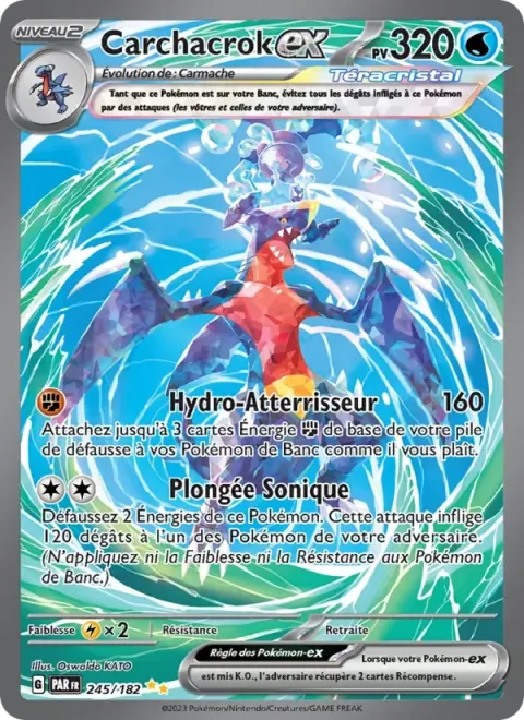 Carte Pokémon Carchacrok-ex 245/182, extension Faille Paradoxe
