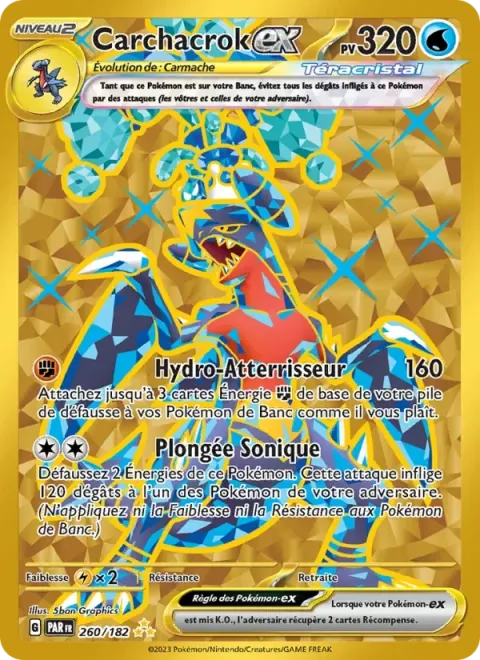 Carte Pokémon Carchacrok-ex 260/182, extension Faille Paradoxe