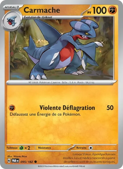 Carte Pokémon Carmache 095/182, extension Faille Paradoxe
