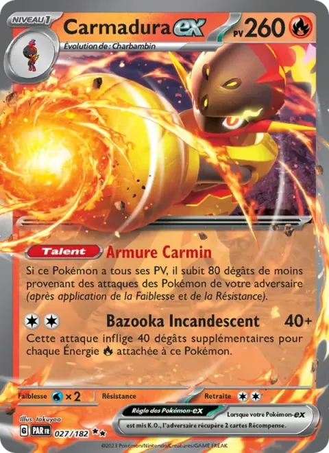 Carte Pokémon Carmadura-ex 027/182, extension Faille Paradoxe