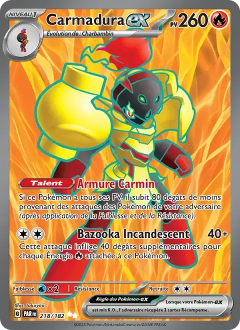 Carte Pokémon Carmadura-ex 218/182, extension Faille Paradoxe