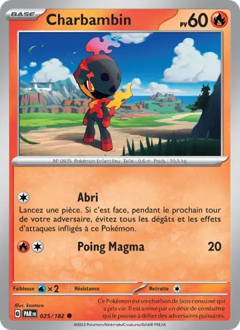 Carte Pokémon Charbambin 025/182, extension Faille Paradoxe
