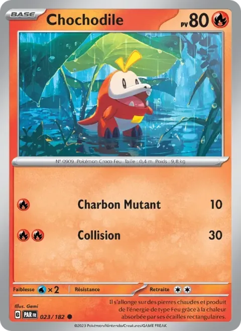 Carte Pokémon Chochodile 023/182, extension Faille Paradoxe