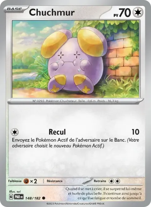 Carte Pokémon Chuchmur 148/182, extension Faille Paradoxe