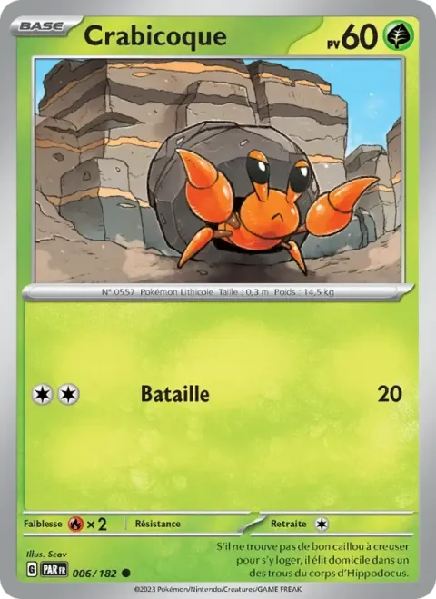 Carte Pokémon Crabicoque 006/182, extension Faille Paradoxe