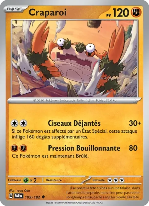 Carte Pokémon Craparoi 105/182, extension Faille Paradoxe