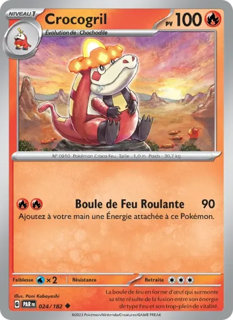 Carte Pokémon Crocogril 024/182, extension Faille Paradoxe