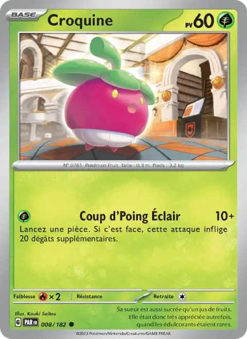 Carte Pokémon Croquine 008/182, extension Faille Paradoxe