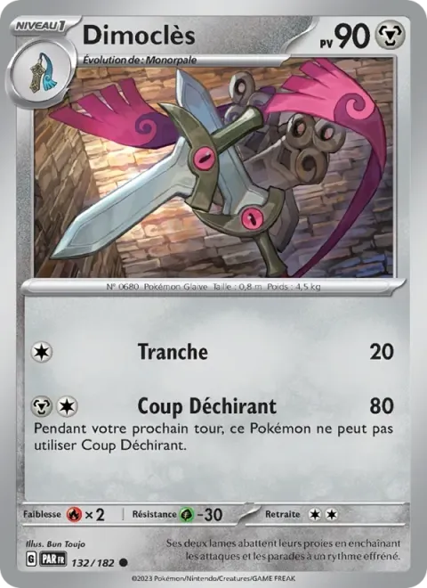 Carte Pokémon Dimoclès 132/182, extension Faille Paradoxe