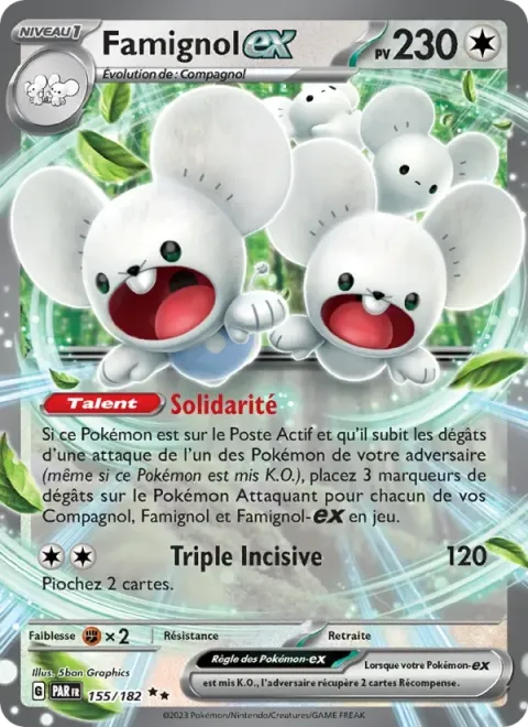 Carte Pokémon Famignol-ex 155/182, extension Faille Paradoxe