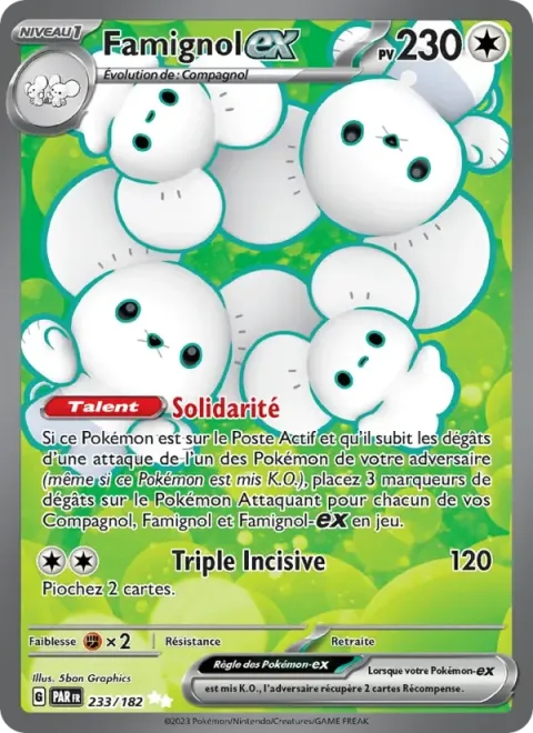 Carte Pokémon Famignol-ex 233/182, extension Faille Paradoxe