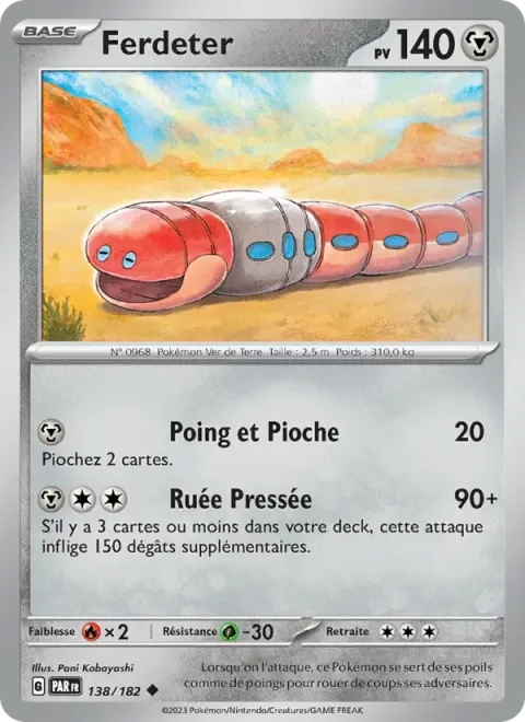 Carte Pokémon Ferdeter 138/182, extension Faille Paradoxe