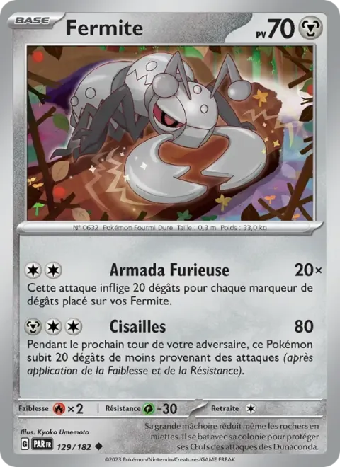Carte Pokémon Fermite 129/182, extension Faille Paradoxe