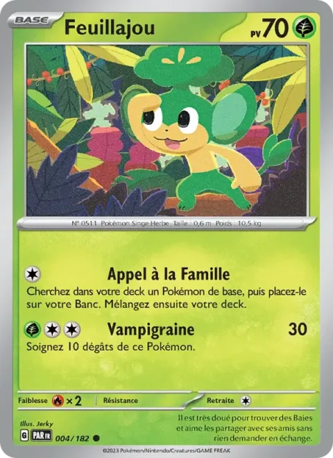 Carte Pokémon Feuillajou 004/182, extension Faille Paradoxe