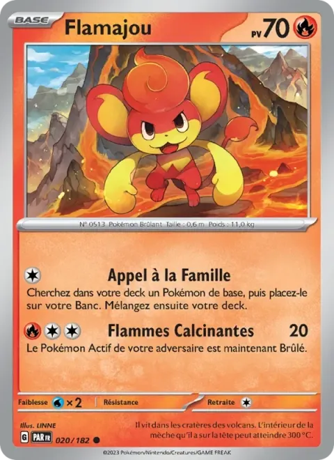 Carte Pokémon Flamajou 020/182, extension Faille Paradoxe