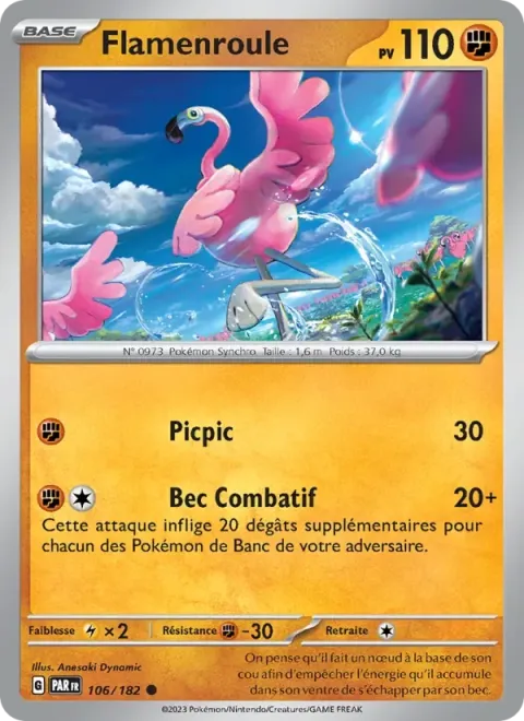 Carte Pokémon Flamenroule 106/182, extension Faille Paradoxe
