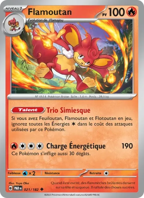 Carte Pokémon Flamoutan 021/182, extension Faille Paradoxe