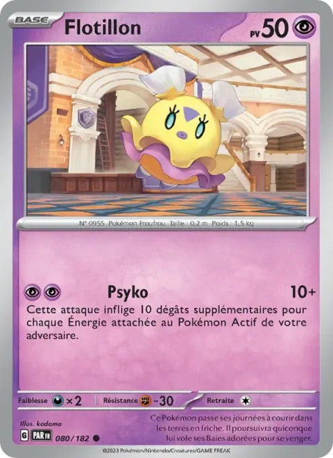 Carte Pokémon Flotillon 080/182, extension Faille Paradoxe