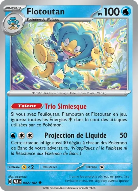 Carte Pokémon Flotoutan 042/182, extension Faille Paradoxe
