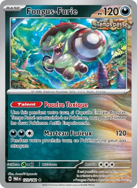 Carte Pokémon Fongus-Furie 123/182, extension Faille Paradoxe