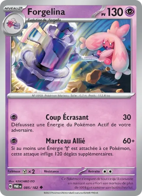 Carte Pokémon Forgelina 085/182, extension Faille Paradoxe