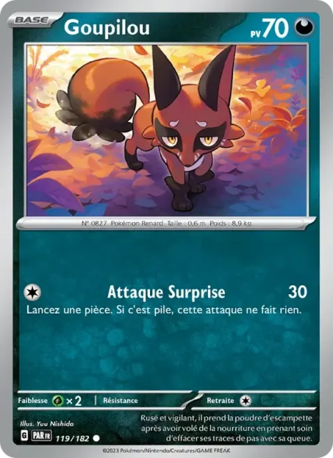 Carte Pokémon Goupilou 119/182, extension Faille Paradoxe